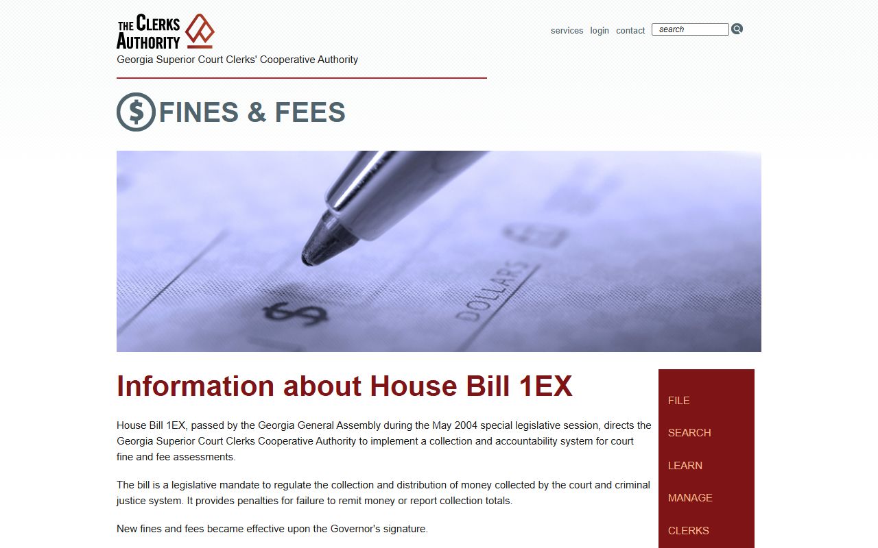 Pulaski County Clerk of Superior Court GSCCCA fines and fees