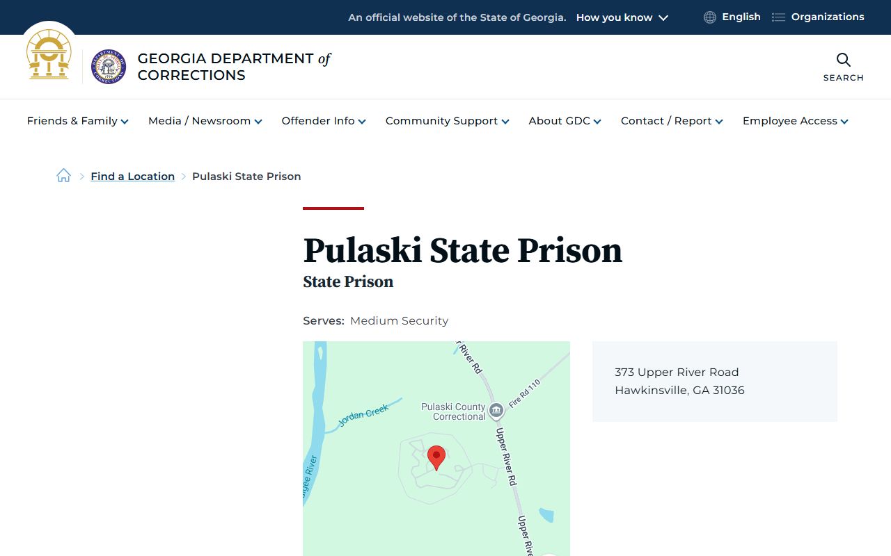 Pulaski County inmate records GDC Pulaski State Prison page