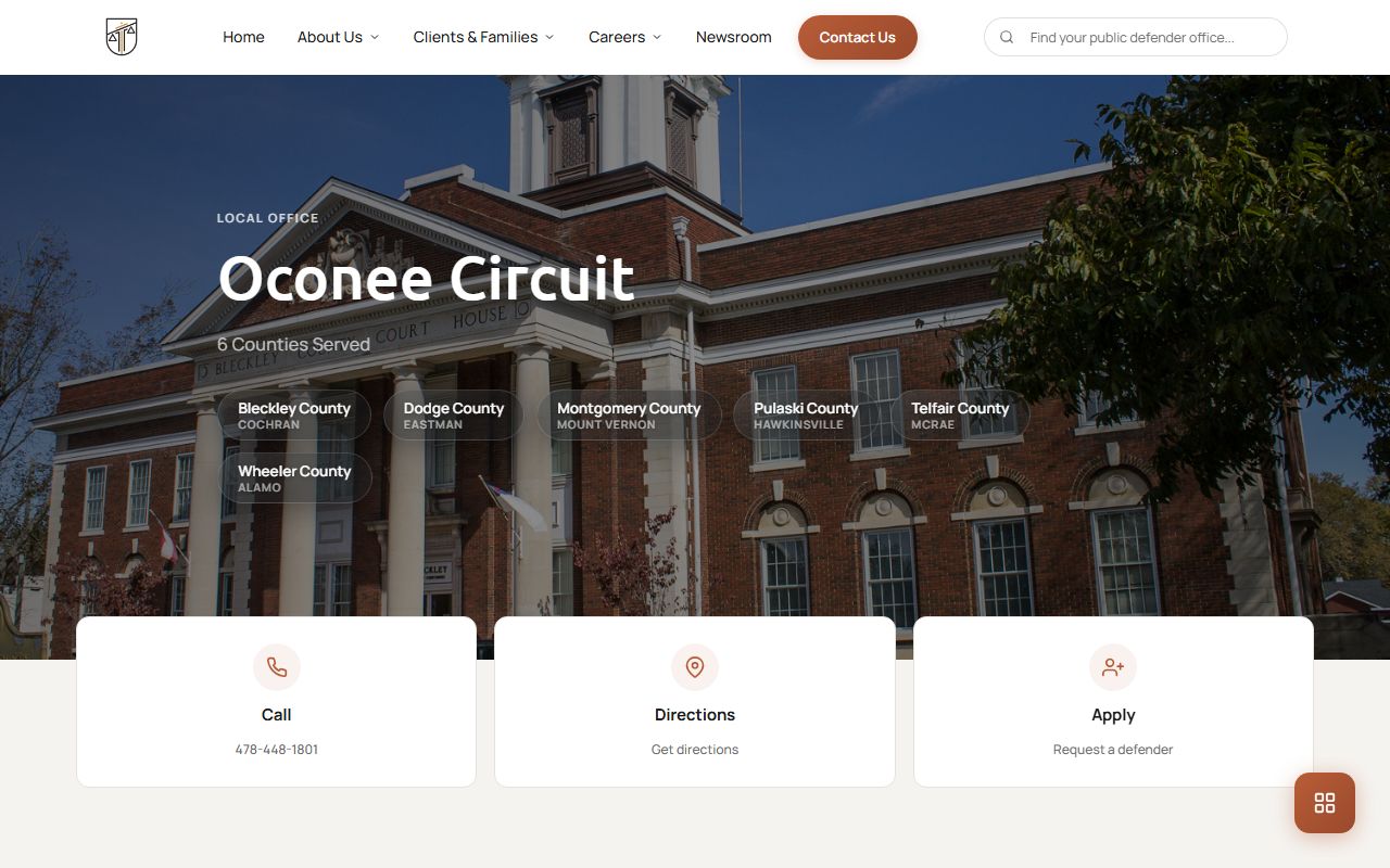 Pulaski County inmate records Oconee Circuit public defender office