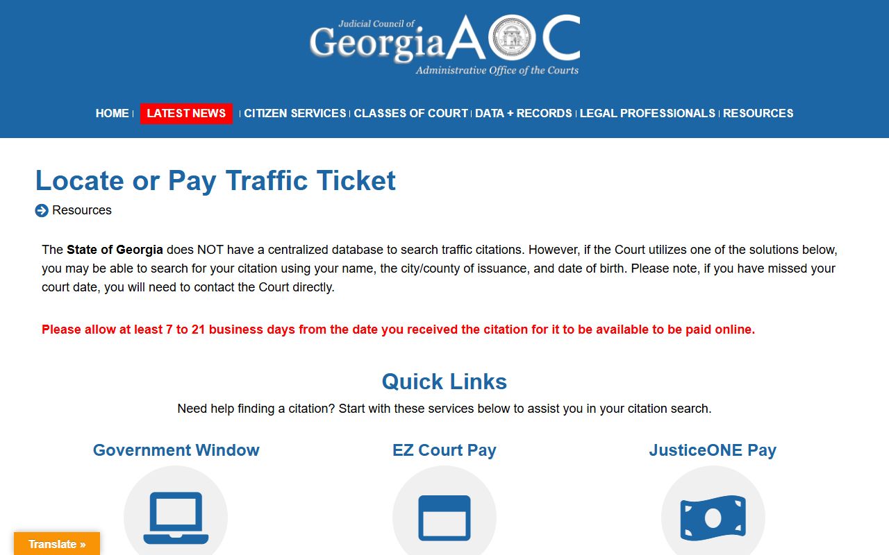 Pulaski County warrant search Georgia Courts missed court guidance